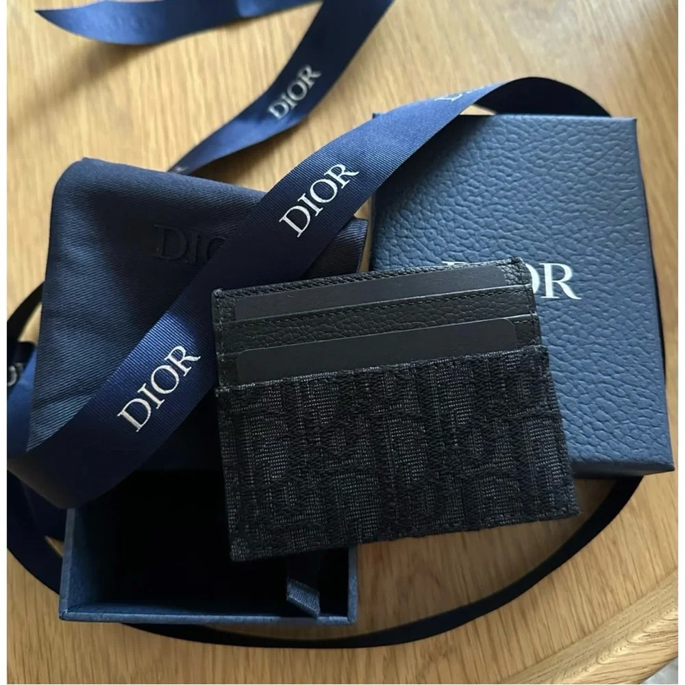 Dior Black Embroidered Oblique Card Holder